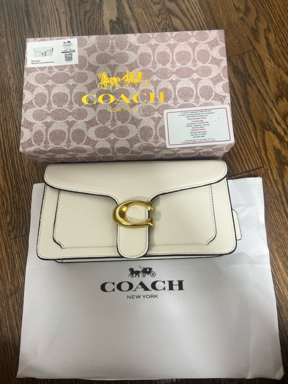 Coach Cream Pebbled Leather Crossbody Bag with Gold Hardware